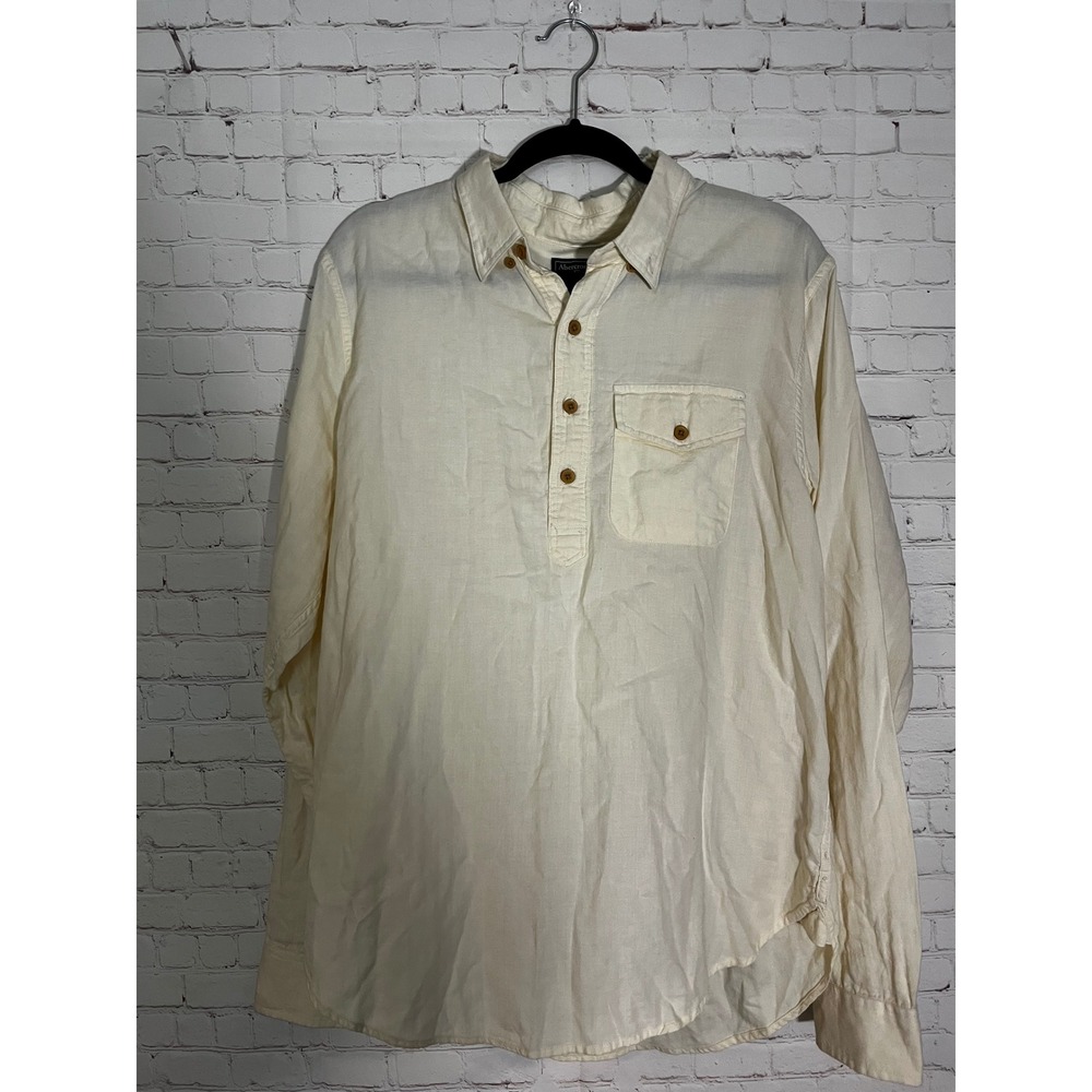 Abercrombie & Fitch Mens Cream Cotton Popover Long Sleeve Shirt Off-White Sz XXL